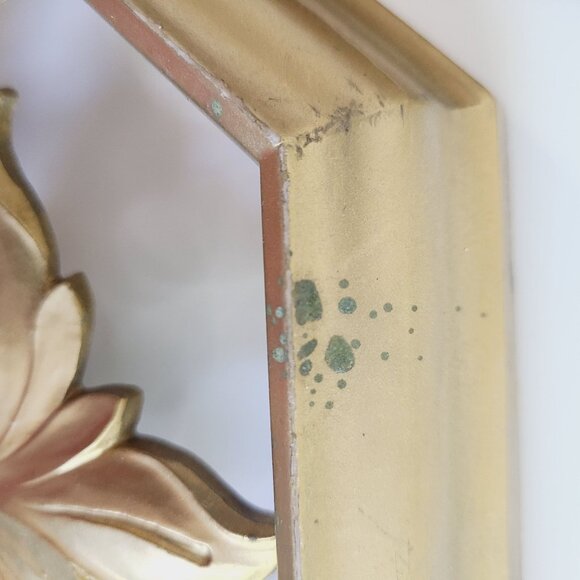 Vtg MCM Syroco Gold Octagonal Wall Art Plaques Decor Set Of 2 Floral Vase Design - Picture 3 of 14